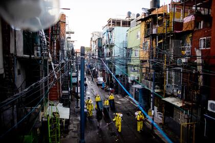 Vista de la Villa 31 durante los primeros brotes de Covid-19 en la ciudad de Buenos Aires, 18 de abril