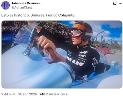 Las mejores reacciones de la exhibición de Franco Colapinto