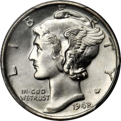 Las Mercury Dime presentan la figura de la Libertad con alas en el gorro