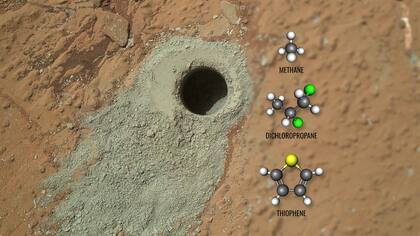 Las moléculas fueron encontradas en una roca de la región de Cumberland, dentro del cráter Gale