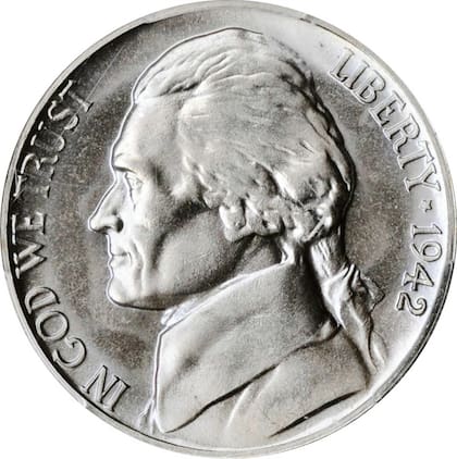 Las monedas llevan el retrato de Thomas Jefferson