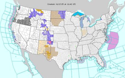 Las Montañas Rocosas y las llanuras Altas recibirán entre 5 y 10 centímetros de nieve desde el viernes hasta el sábado