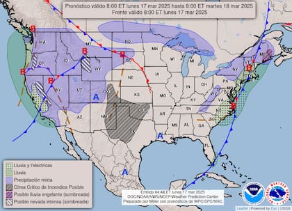 Las nevadas más abundantes de la jornada de lunes se esperan en la Sierra Nevada y las Montañas Rocosas del Norte