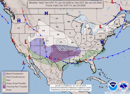 Las nevadas más importantes se esperan en el Valle del Ohio, el Atlántico Medio y el Noreste