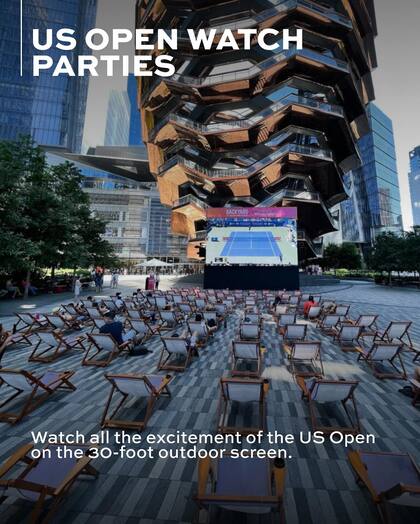 Las noches de cine son en una pantalla de 30 pies (9,1 metros) en la Plaza Pública y Jardines (Facebook/Hudson Yards New York)
