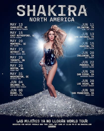 Las nuevas fecha de la gira de Shakira en EE.UU. y Canadá para 2025