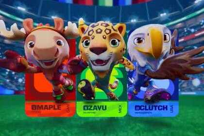 Las nuevas figuras de la FIFA: Maple el alce, Zayu el jaguar y Clutch el águila (Foto: FIFA)