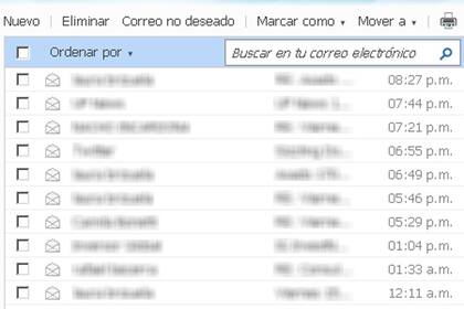 Las opciones básicas para trabajar en el servicio de correo web de Microsoft