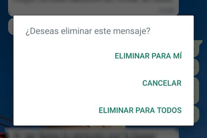 Las opciones de "Eliminar para mí" y "Eliminar para todos" están cerca en WhatsApp, lo que puede generar errores