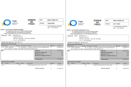 Las órdenes de pago emitidas por RTA para la productora de Grandio