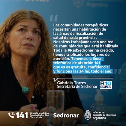 Las palabras de Gabriela Torres, titular del Sedronar