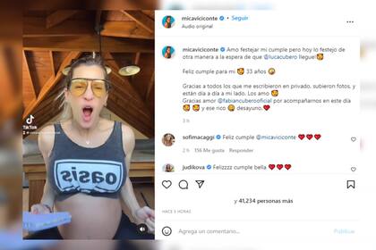 Las palabras de Mica Viciconte en el día de su cumpleaños (Foto Instagram @micaviciconte)