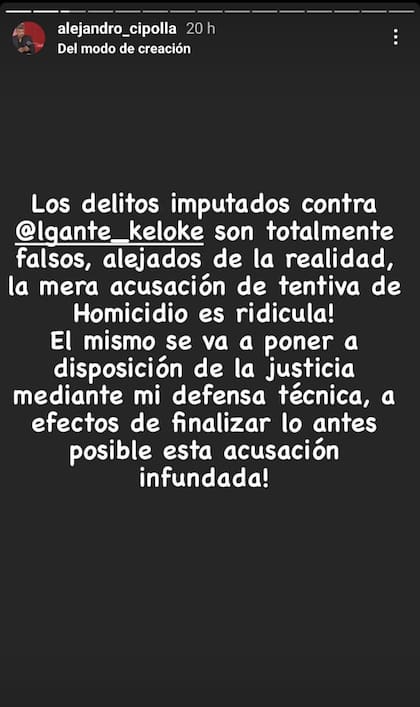 Las palabras del abogado de L-Gante luego de dar a conocer la denuncia