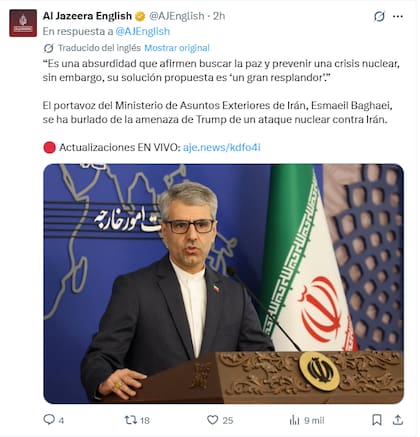 Las palabras del funcionario iraní