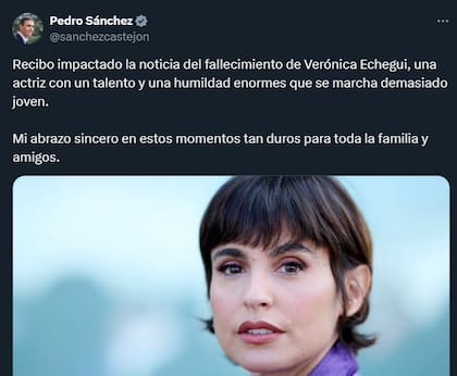 Las palabras del presidente para la actriz fallecida