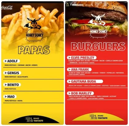 Las papas "Adolf" promocionadas por el local de comida rápida de Rafaela