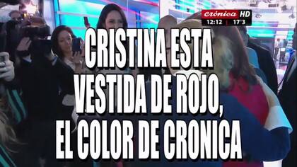 Las placas del Crónica durante la entrevista con Cristina Kirchner