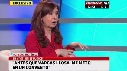 Las placas del Crónica durante la entrevista con Cristina Kirchner