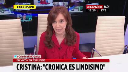 Las placas del Crónica durante la entrevista con Cristina Kirchner