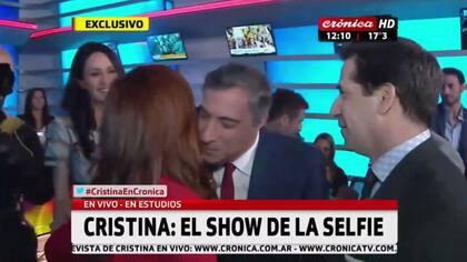 Las placas del Crónica durante la entrevista con Cristina Kirchner