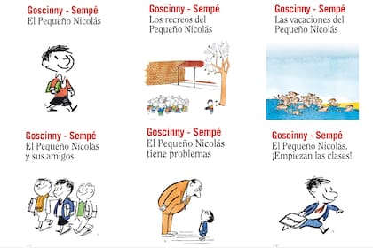 Las portadas de los libros de la colección "El pequeño Nicolás", de René Goscinny