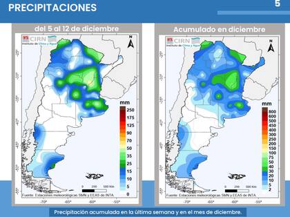Las precipitaciones de la última semana y el acumulado de diciembre