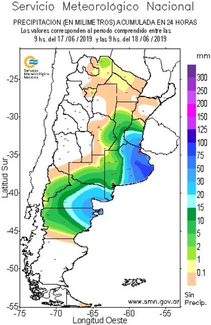 Las precipitaciones de las últimas 24 horas