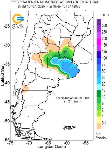 Las precipitaciones en la franja central