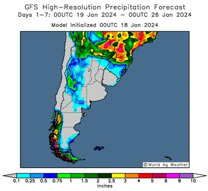 Las precipitaciones esperadas hasta el 26 del actual