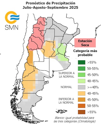 Las precipitaciones para el próximo trimestre