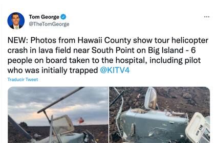 Las primeras fotos del accidente del helicóptero en Hawaii