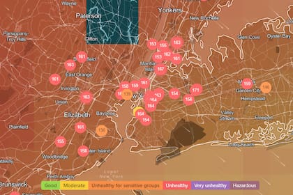 Las primeras horas del miércoles la calidad del aire en Nueva York continúa en niveles insalubres