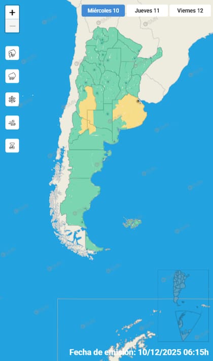 Las provincias afectadas por tormentas