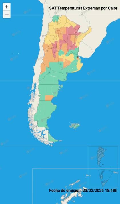 Las provincias afectadas por temperaturas extremas este lunes 24 de febrero