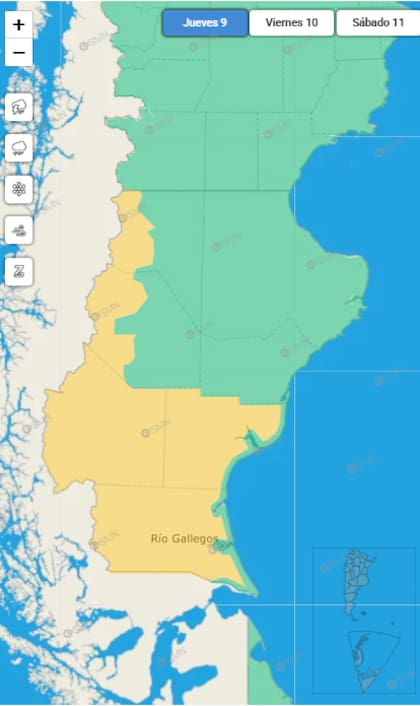 Las provincias bajo alerta amarilla