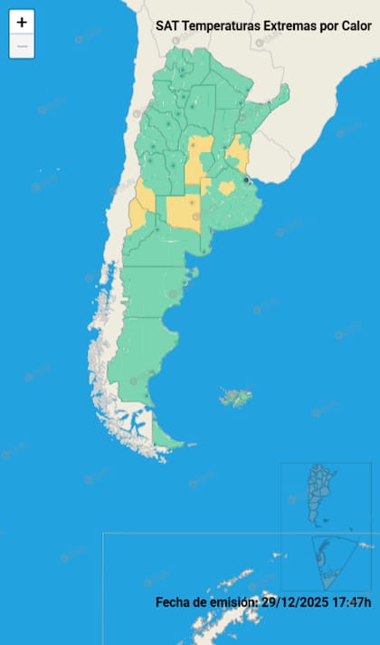 Las provincias bajo alerta amarilla por calor extremo para este martes 30 de diciembre