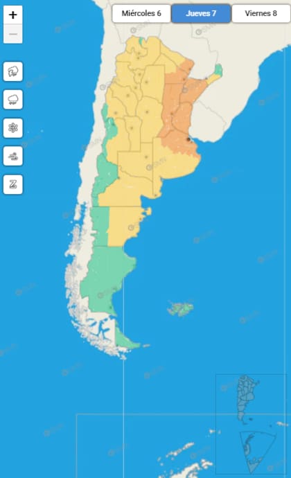 Las provincias bajo alerta amarilla y naranja este jueves 7 de mayo