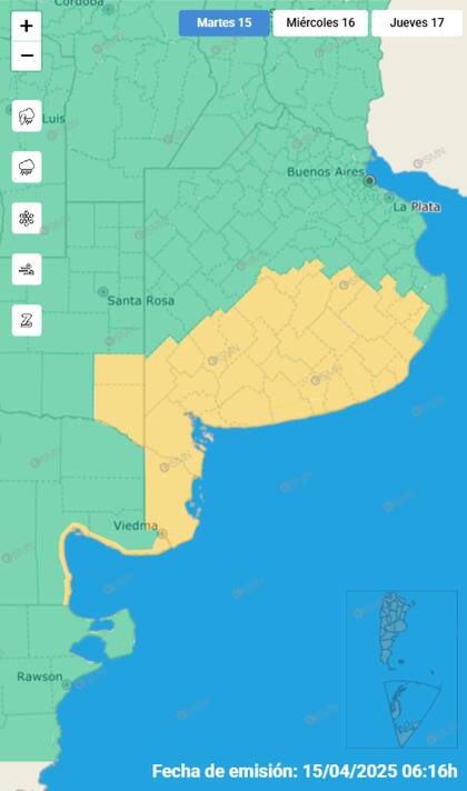 Las provincias bajo alerta este martes.