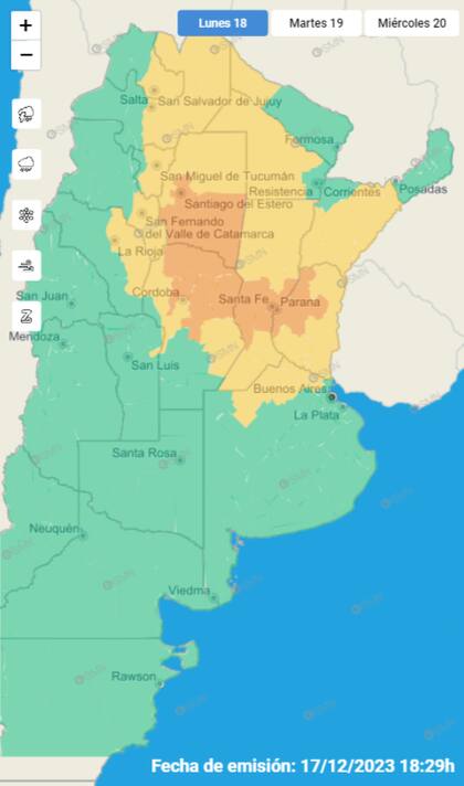 Las provincias bajo alerta naranja y amarilla