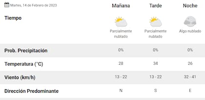 Las proyecciones del Servicio Meteorológico Nacional para este 14 de febrero en la Ciudad de Buenos Aires