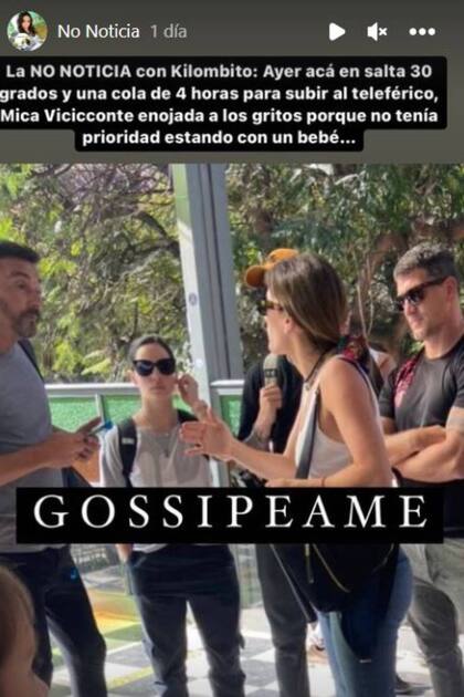 Las publicaciones de Gossipeame del fin de semana aseguraban que Mica Viciconte estuvo a los gritos en Salta porque no había prioridad para los bebés en el teleférico de la ciudad