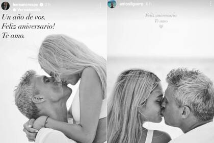 Las publicaciones de Hernán Crespo y Antonella Silguero en sus cuentas de Instagram