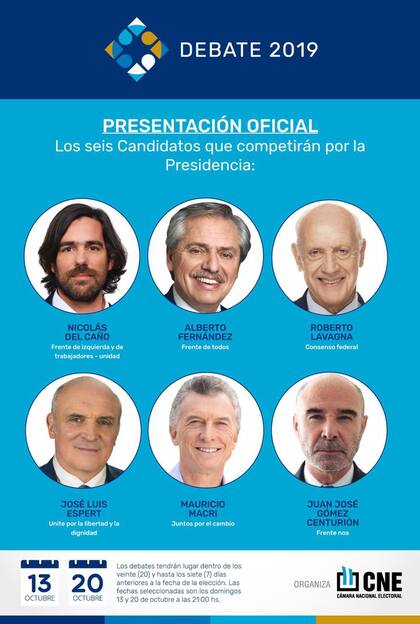 Las publicidades gráficas que se difundan del Debate deberán tener siempre en ese orden a los candidatos