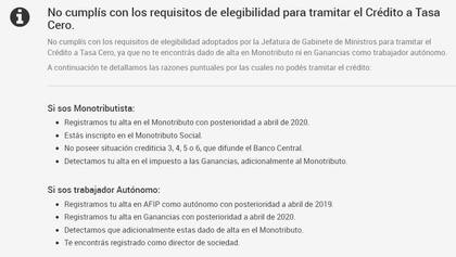 Las razones del rechazo de la AFIP para el préstamo a tasa cero