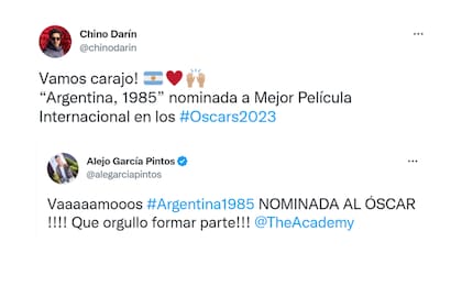 Las reacciones del Chino Darín y Alejo García Pintos por la nominación de Argentina, 1985 a los Oscar
