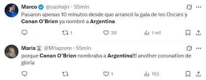 Las reacciones en las redes tras el comentario de Conan O'Brien sobre la Argentina (Foto: Captura de X)