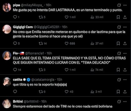 Las reacciones en redes sociales a las declaraciones de Emilia Mernes