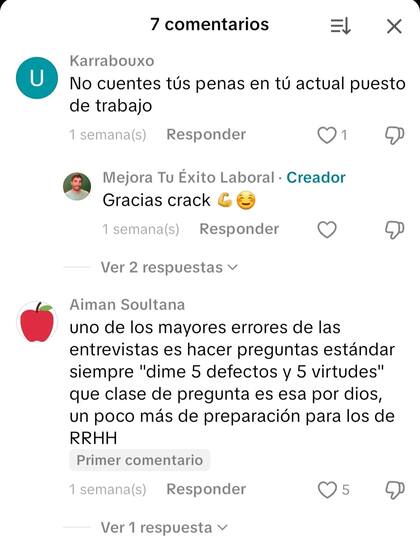 Las reacciones en TikTok al video del experto en entrevistas laborales