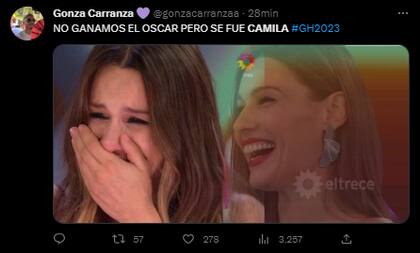 Las reacciones tras la salida de Camila de Gran Hermano (Foto: Twitter @gonzacarranzaa)