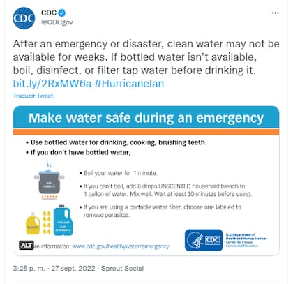 Las recomendaciones del Centro para el Control y Prevención de Enfermedades (CDC) para beber agua segura